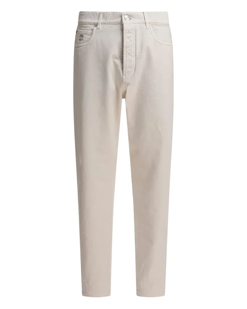 Brunello Cucinelli Hose mit Logo-Stickerei - Weiß Weiß