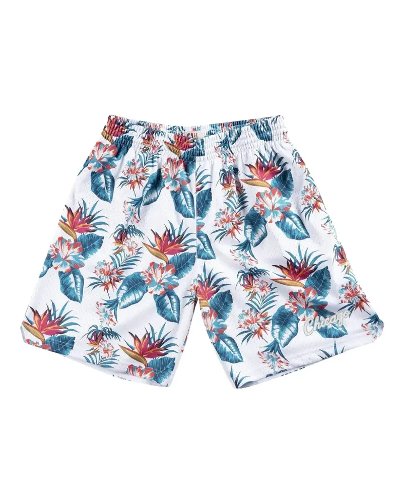 Mitchell & Ness x NBA Chicago Bulls Shorts mit floralem Print - Weiß Weiß