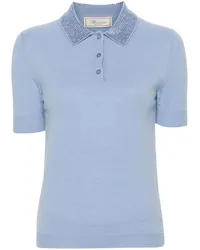 Blumarine Poloshirt mit Kristallen Blau