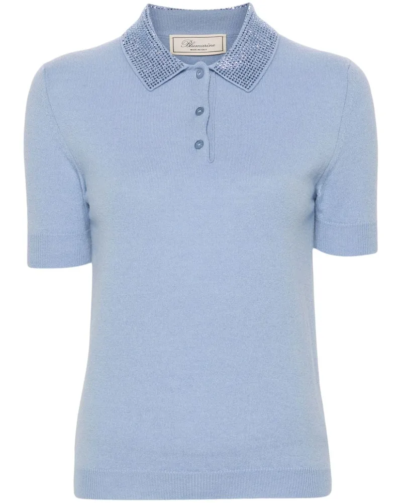 Blumarine Poloshirt mit Kristallen Blau