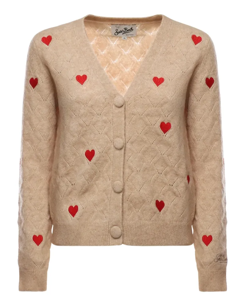MC2 Saint Barth Cardigan mit Herz-Motiv - Nude Nude