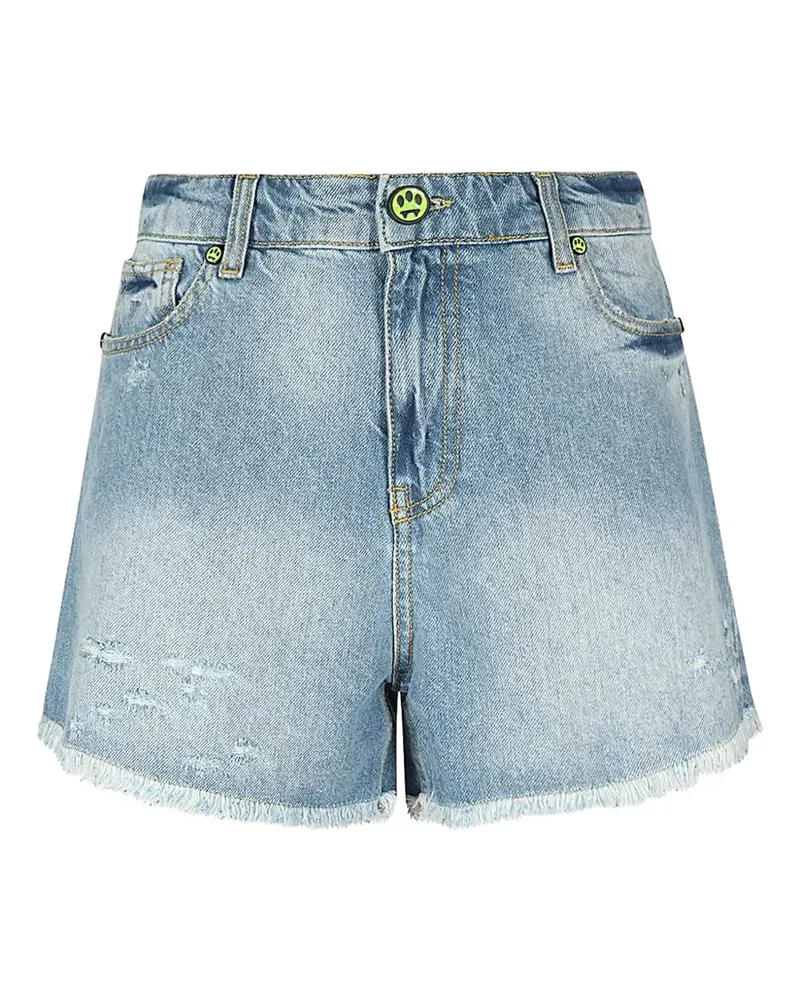 BARROW logo-print denim shorts - Blau Blau