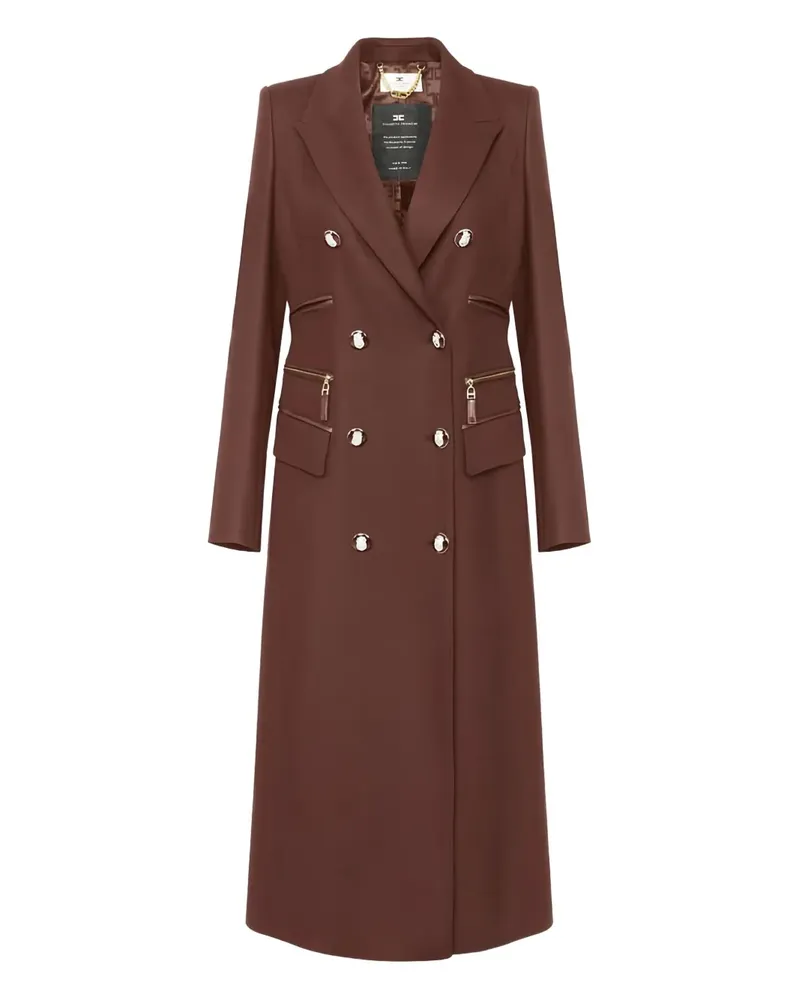 Elisabetta Franchi enamelled-button double-breasted coat - Braun Braun