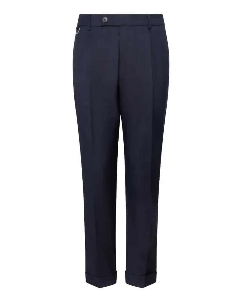 Low Brand pressed-crease turn-up trousers - Blau Blau