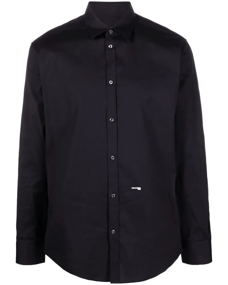 Dsquared2 Klassisches Hemd aus Popeline Schwarz