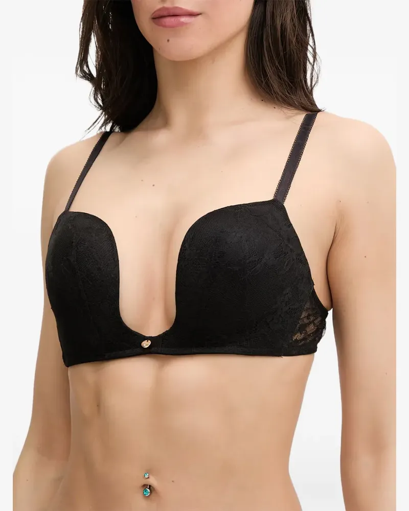 Guess lace-overlay plunge bra - Schwarz Schwarz