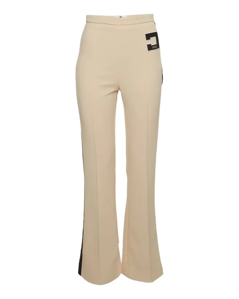 Elisabetta Franchi logo-patch side-stripe trousers - Nude Nude