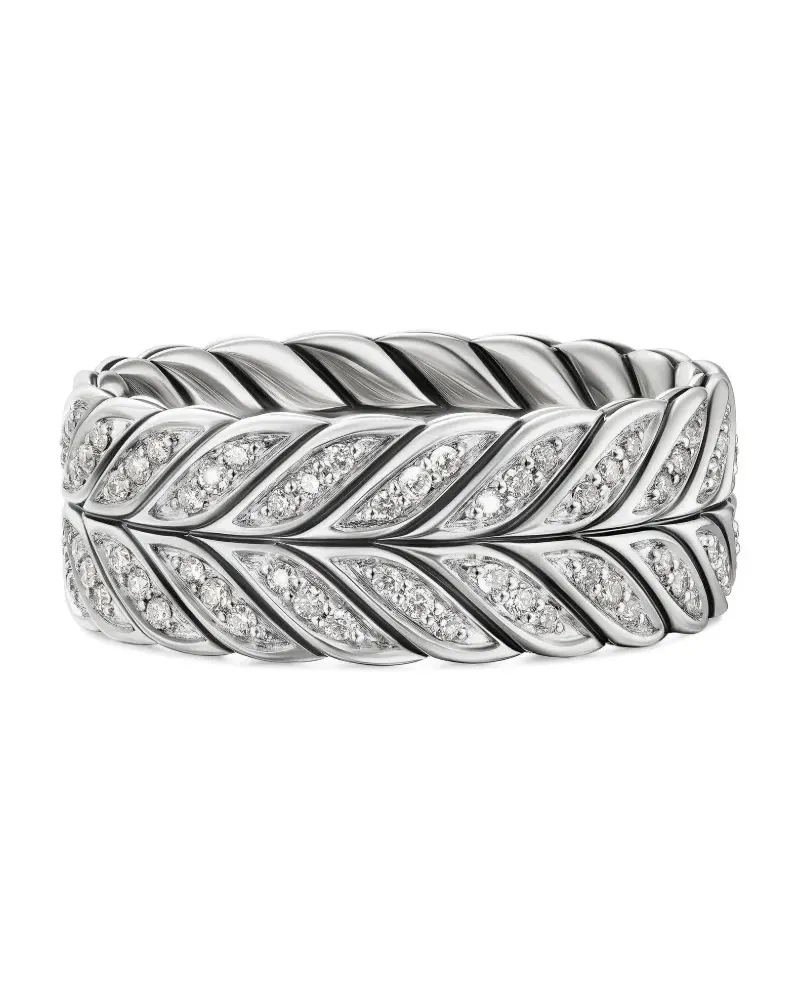David Yurman Chevron Sterlingsilberring mit Diamant 9mm Silber