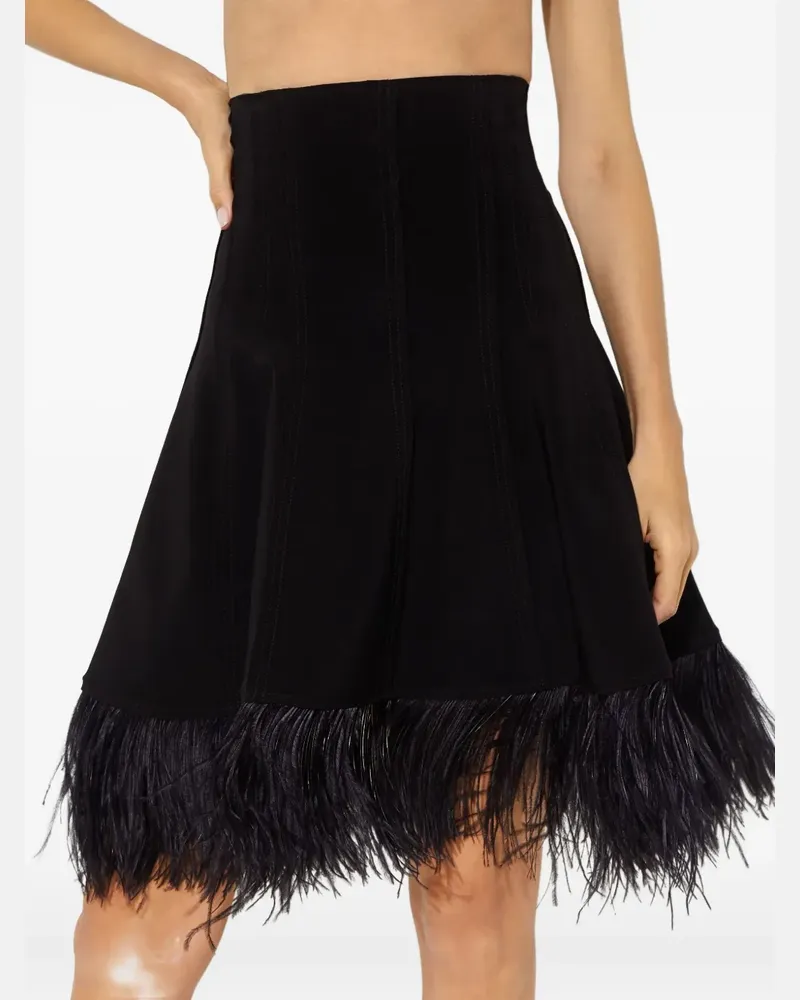 Norma Kamali feather-trim skirt - Schwarz Schwarz