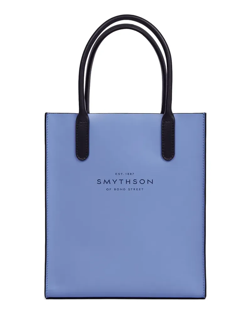 Smythson Mini Kingly Tote Bag aus Leder - Blau Blau