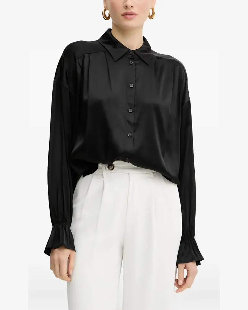 Silvian Heach Botha ruffle-cuff satin shirt - Schwarz Schwarz