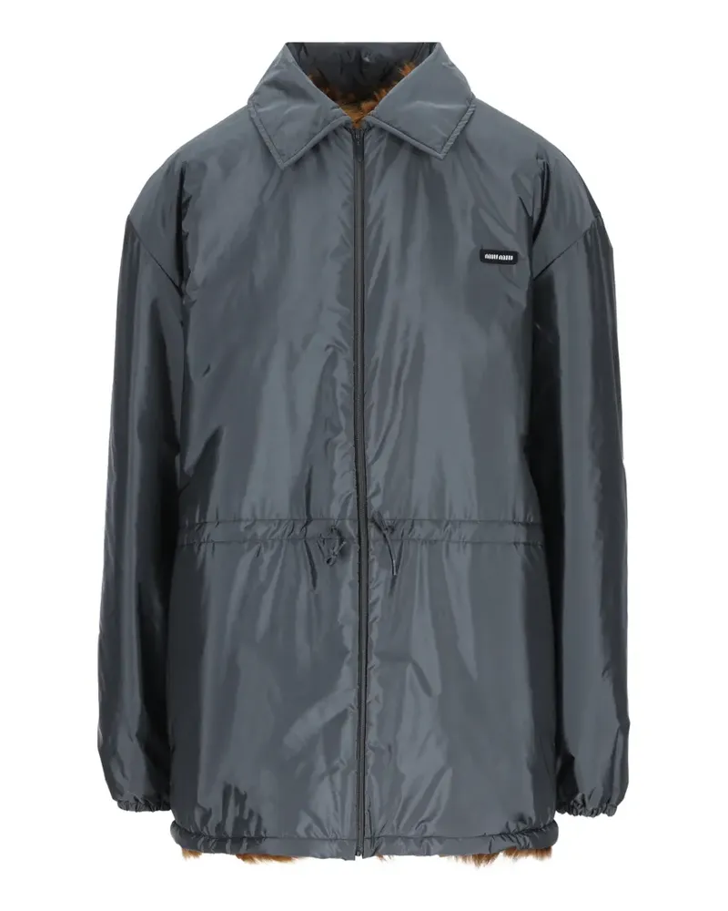 Miu Miu technical-fabric and shearling blouson jacket - Grau Grau