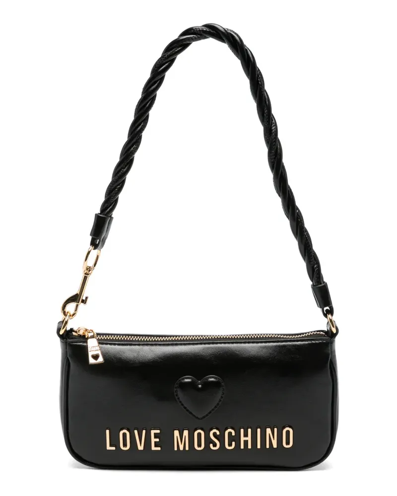 Moschino heart-patch logo-plaque shoulder bag - Schwarz Schwarz
