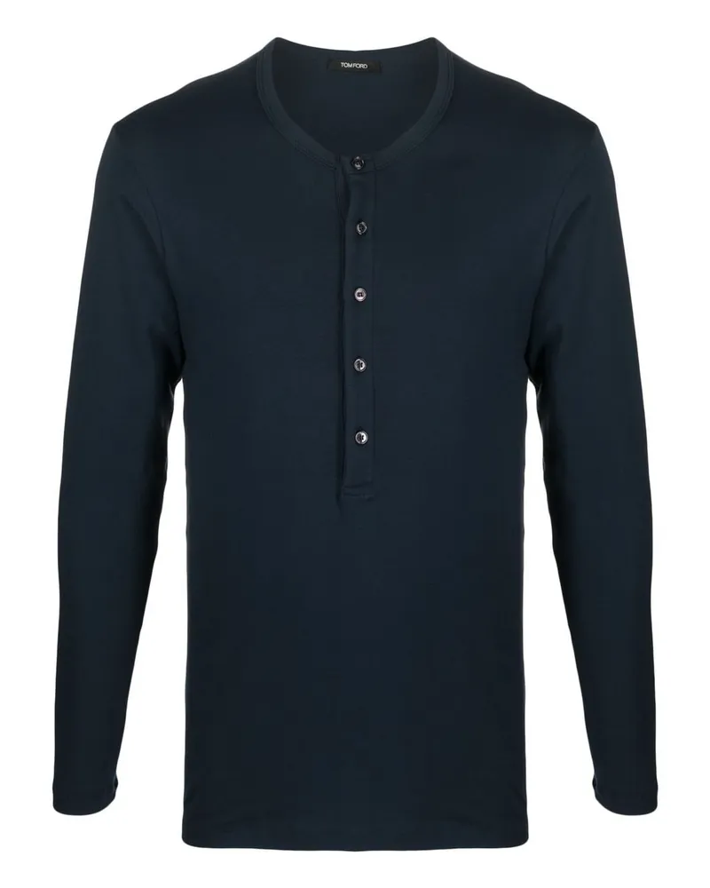 Tom Ford Klassisches Henley-Hemd - Blau Blau