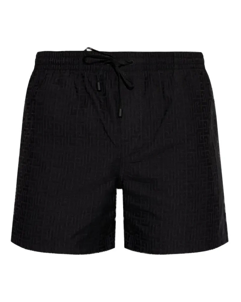 Balmain Badeshorts mit Labyrinth-Print Schwarz