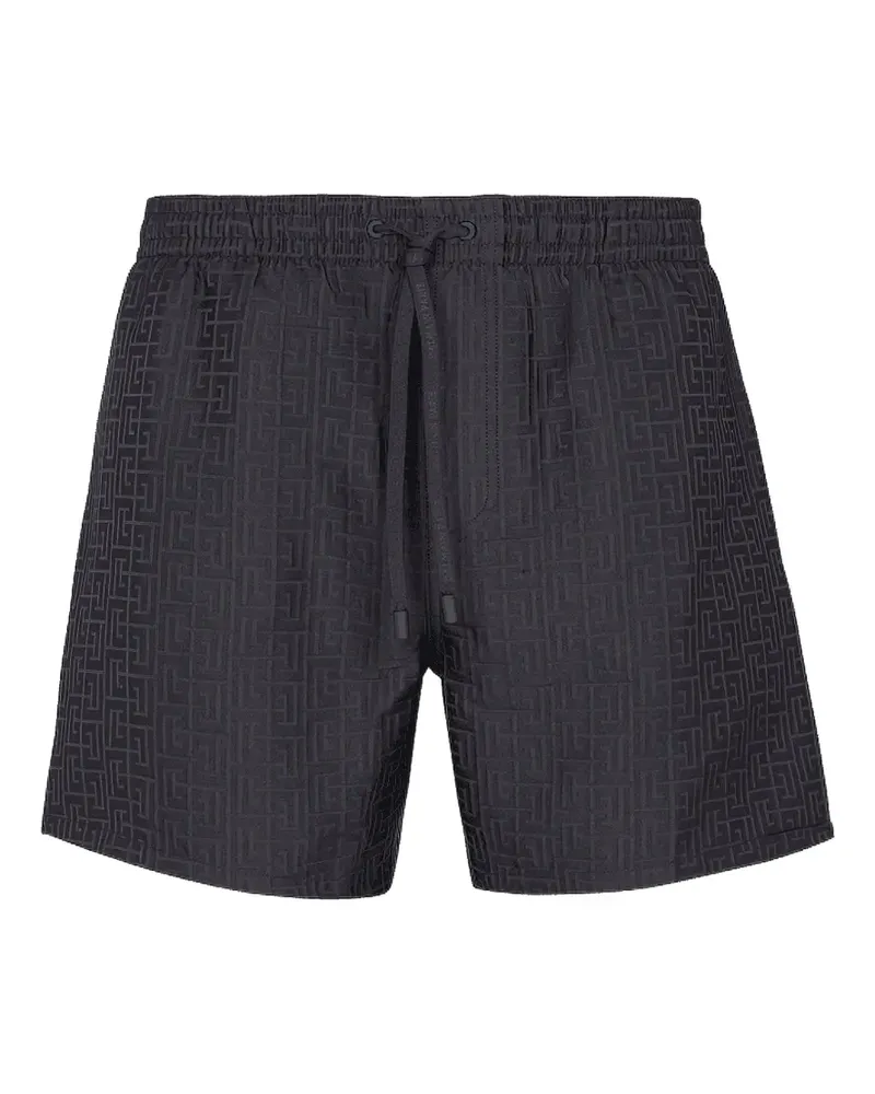 Balmain PB Labyrinthe Badeshorts mit Monogramm - Schwarz Schwarz
