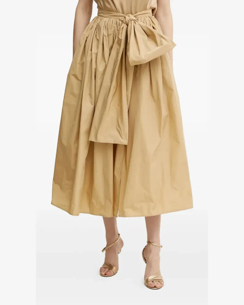 Liviana Conti bow-detail gathered midi skirt - Nude Nude