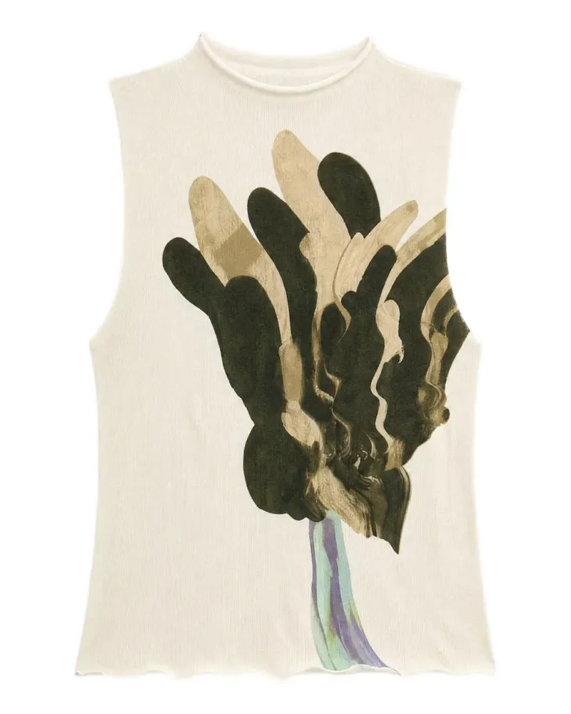 Issey Miyake Gestural graphic-print top - Nude Nude