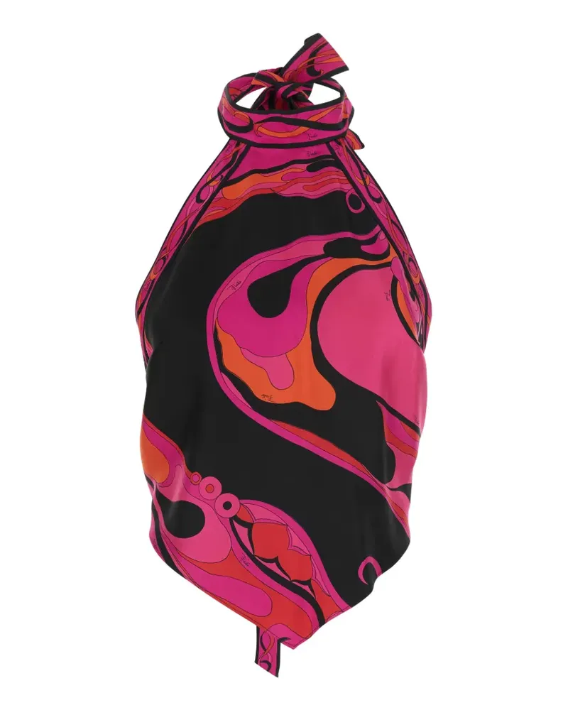 Emilio Pucci Neckholder-Top mit Orchidee Iride-Print - Schwarz Schwarz