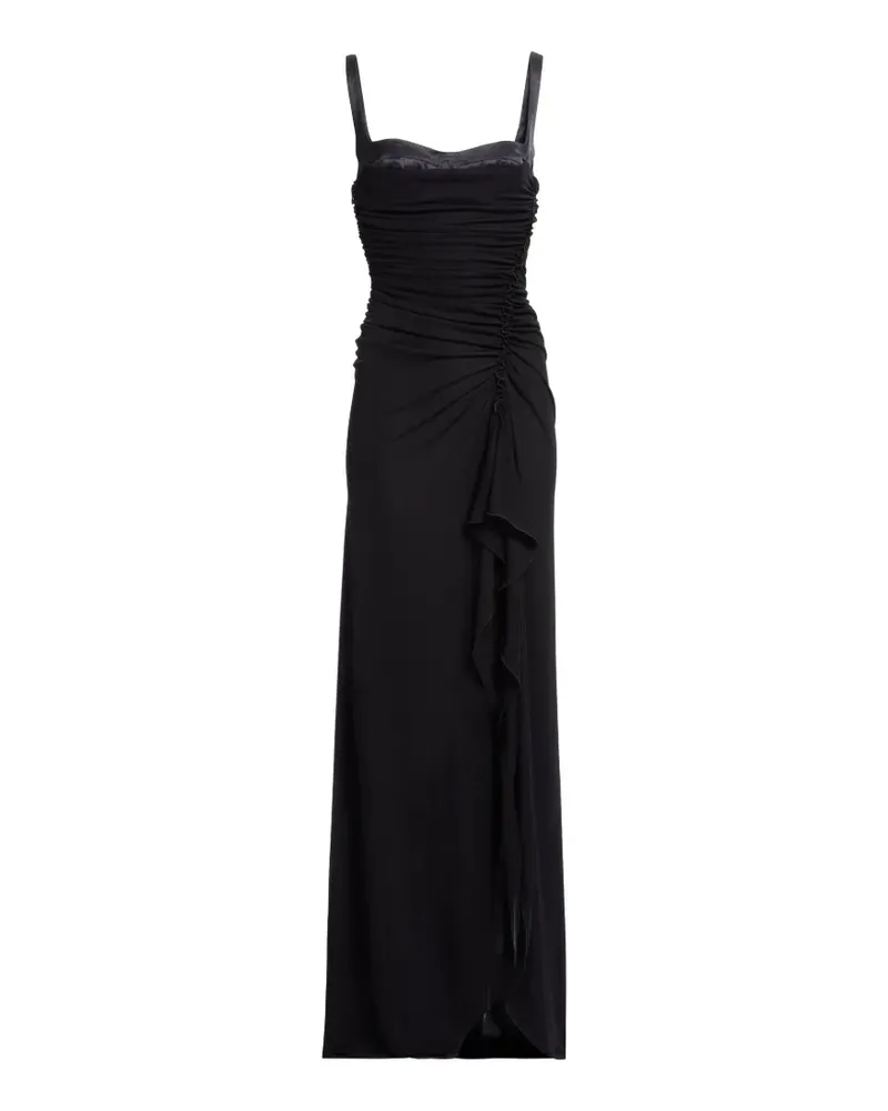 Elie Saab Gerafftes Maxikleid - Schwarz Schwarz