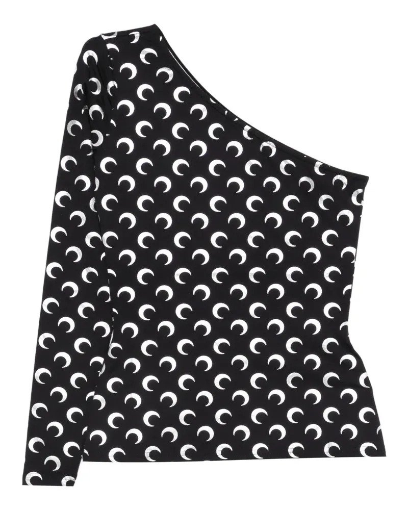 Marine Serre Asymmetrisches Oberteil mit Mond-Print - Schwarz Schwarz