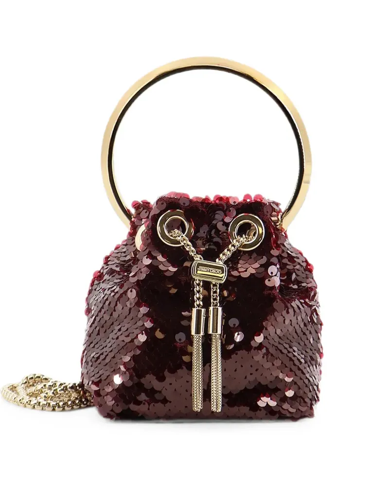 Jimmy Choo Bon Bon sequin-embellished bucket bag - Rot Rot