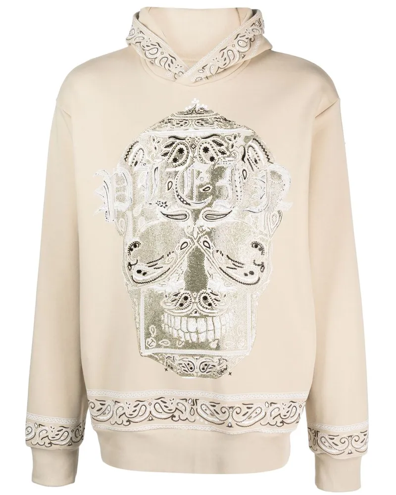 Philipp Plein Hoodie mit Paisley-Print Nude