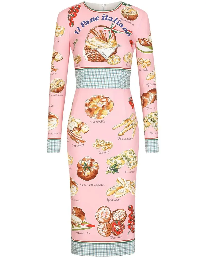 Dolce & Gabbana Langärmeliges Midikleid mit Paisley-Print - Rosa Rosa