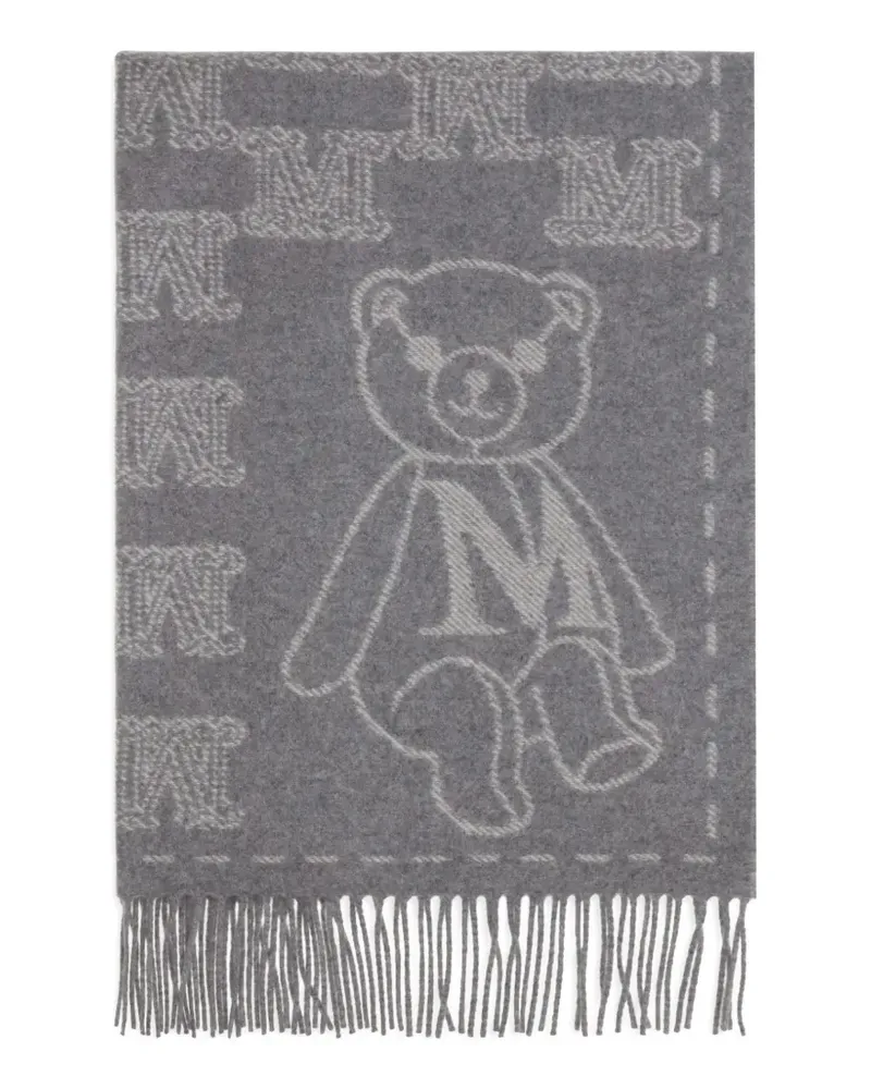 Max Mara Charme bear-motif scarf - Grau Grau