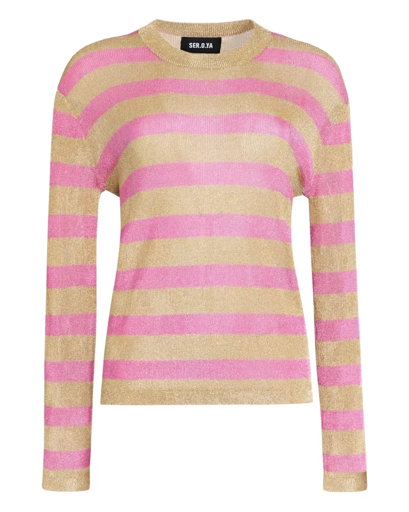 SER.O.YA T-Shirt mit Metallic-Streifen - Nude Nude