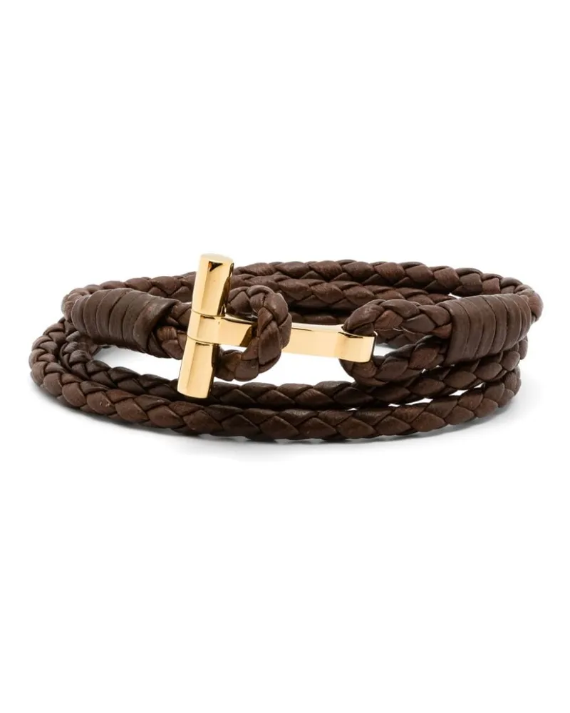 Tom Ford Geflochtenes Lederarmband - Braun Braun