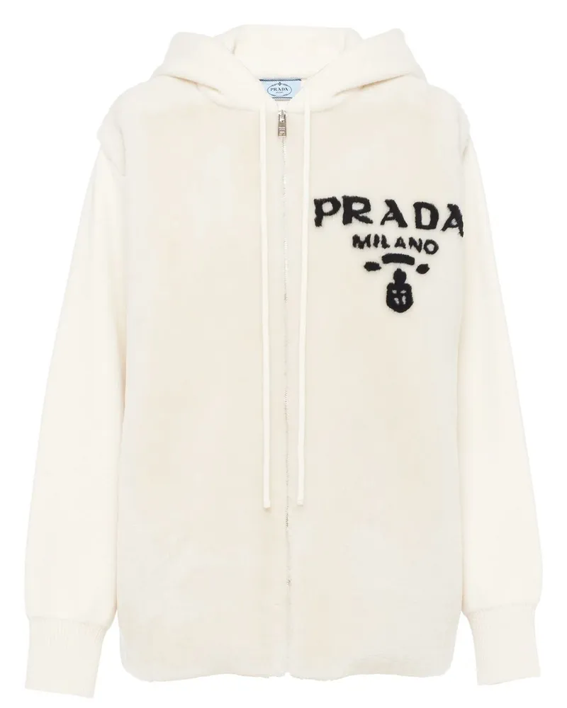 Prada Hoodie mit Intarsien-Logo - Weiß Weiß