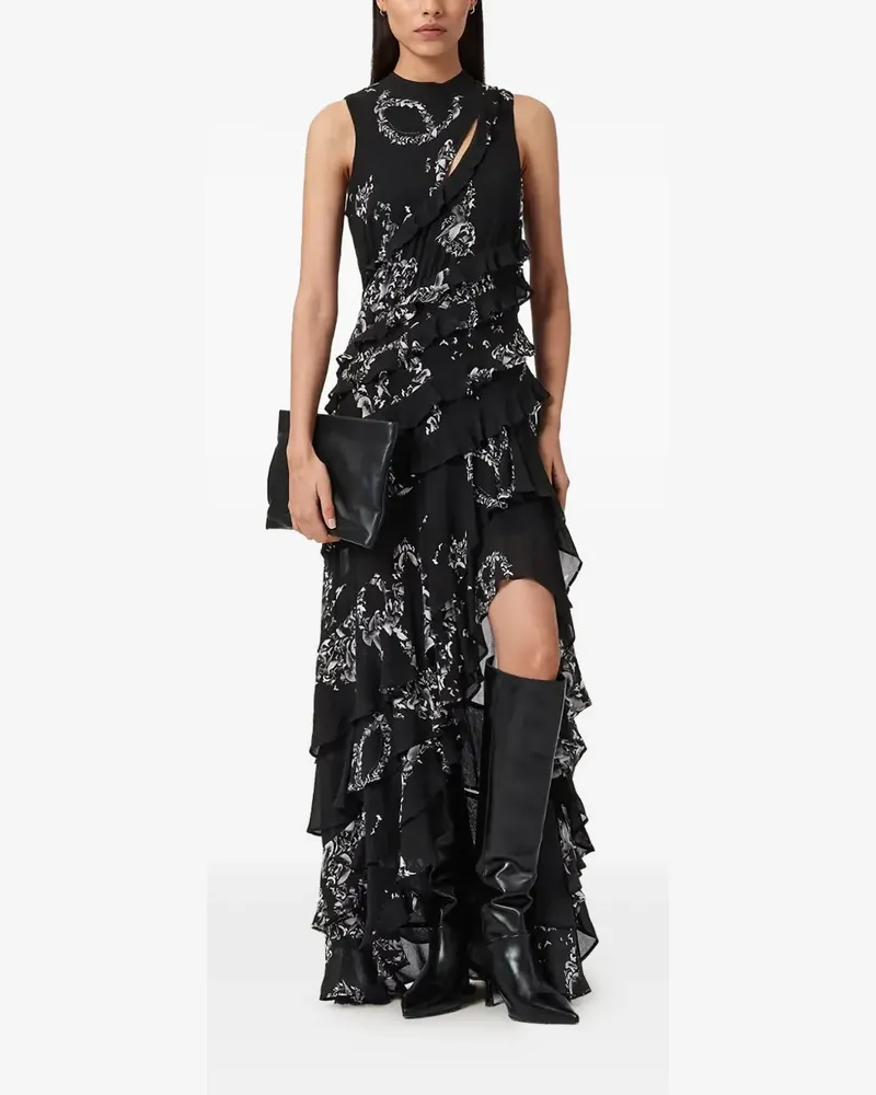 AllSaints Cady ruffled maxi dress - Schwarz Schwarz
