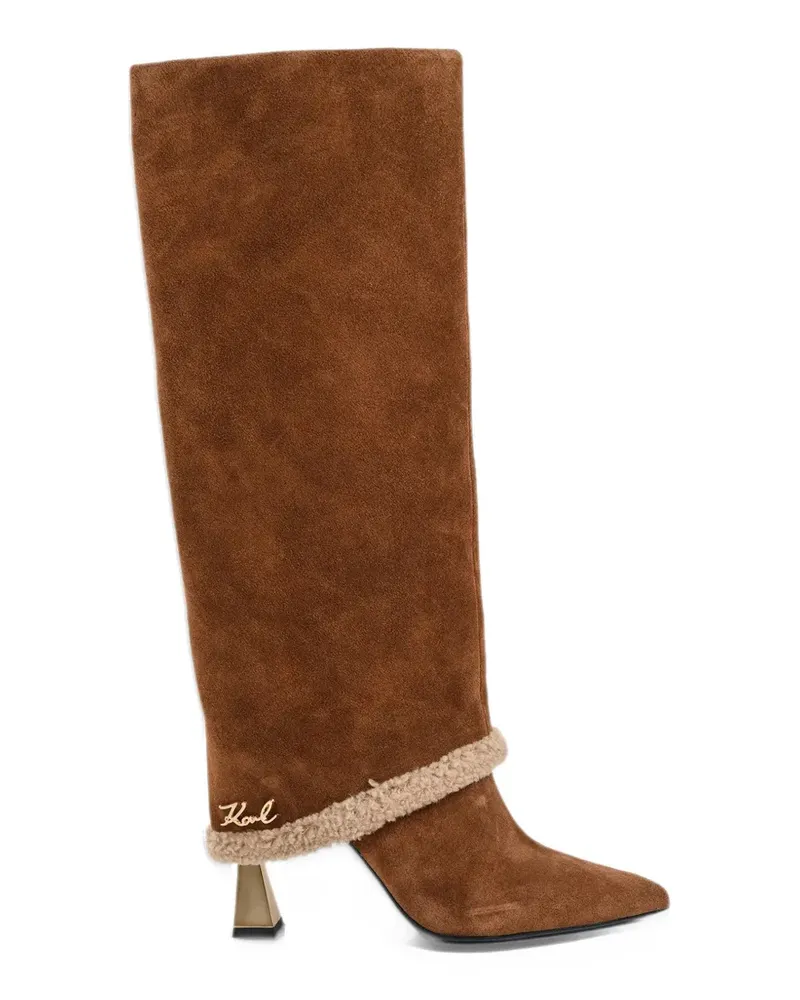 Karl Lagerfeld Debutante shearling-trim pointed-toe boots - Braun Braun