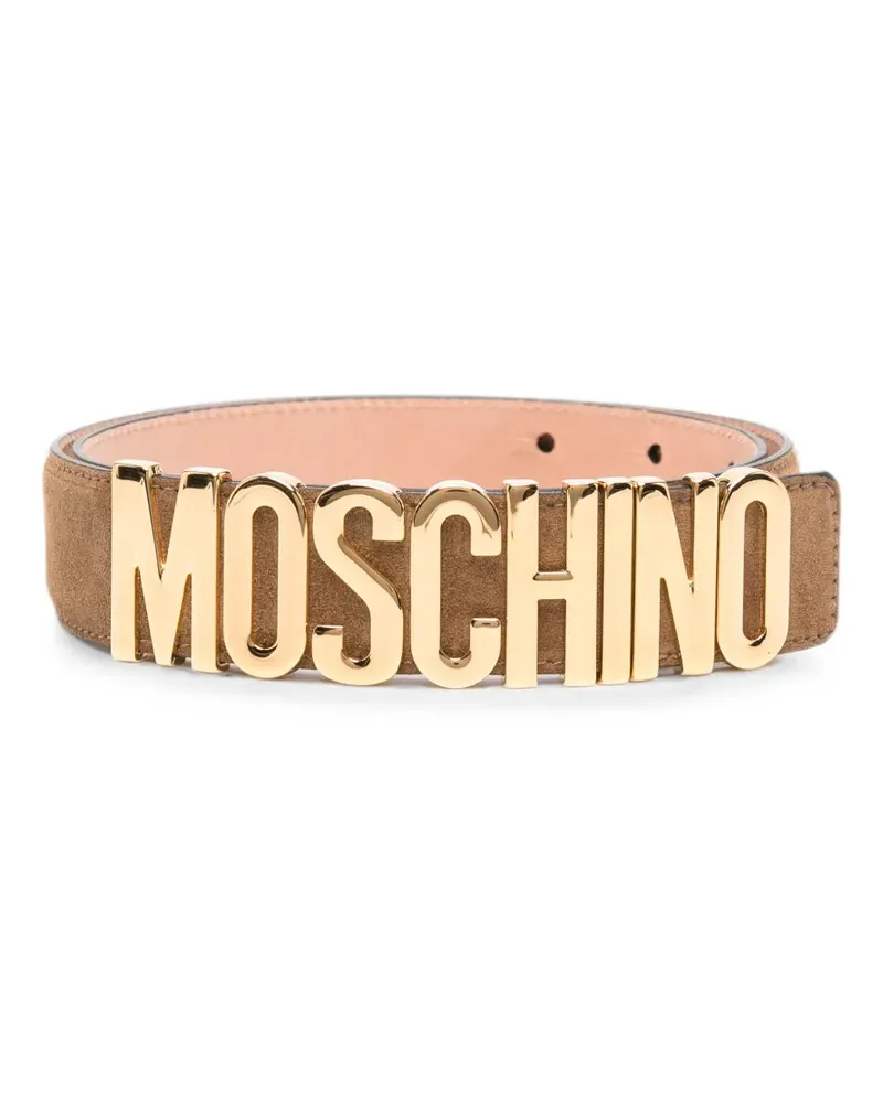 Moschino logo-plaque belt - Nude Nude