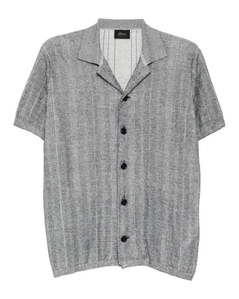 Brioni ribbed-knit contrast-trim polo shirt - Grau Grau