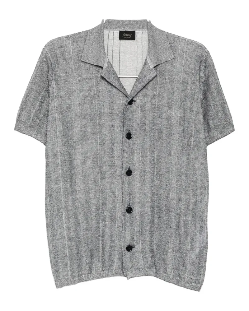 Brioni ribbed-knit contrast-trim polo shirt - Grau Grau