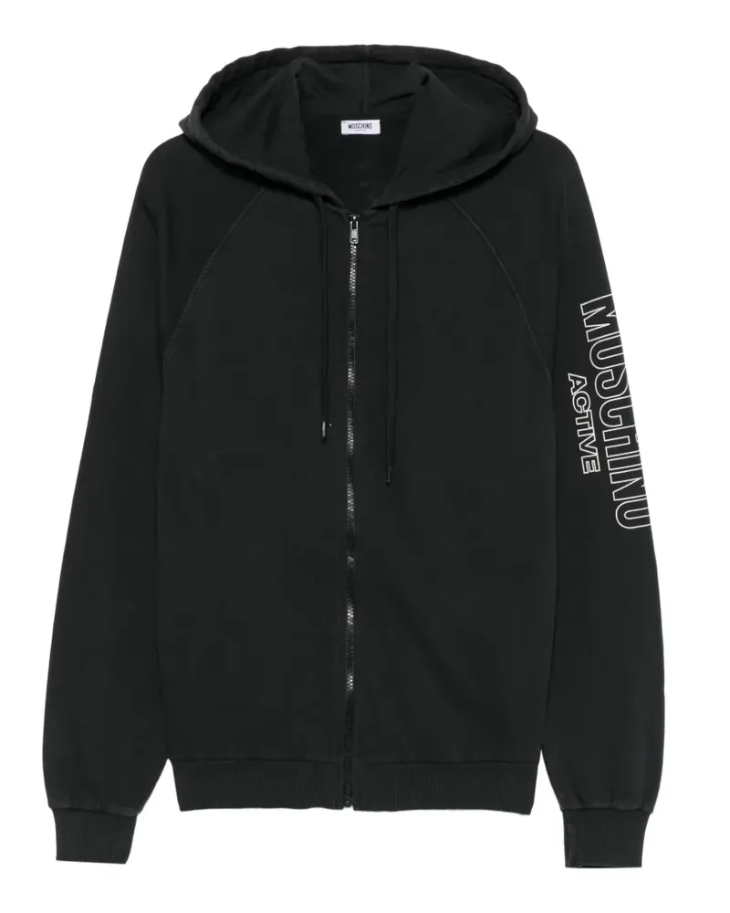 Moschino logo-print zip-up hoodie - Schwarz Schwarz