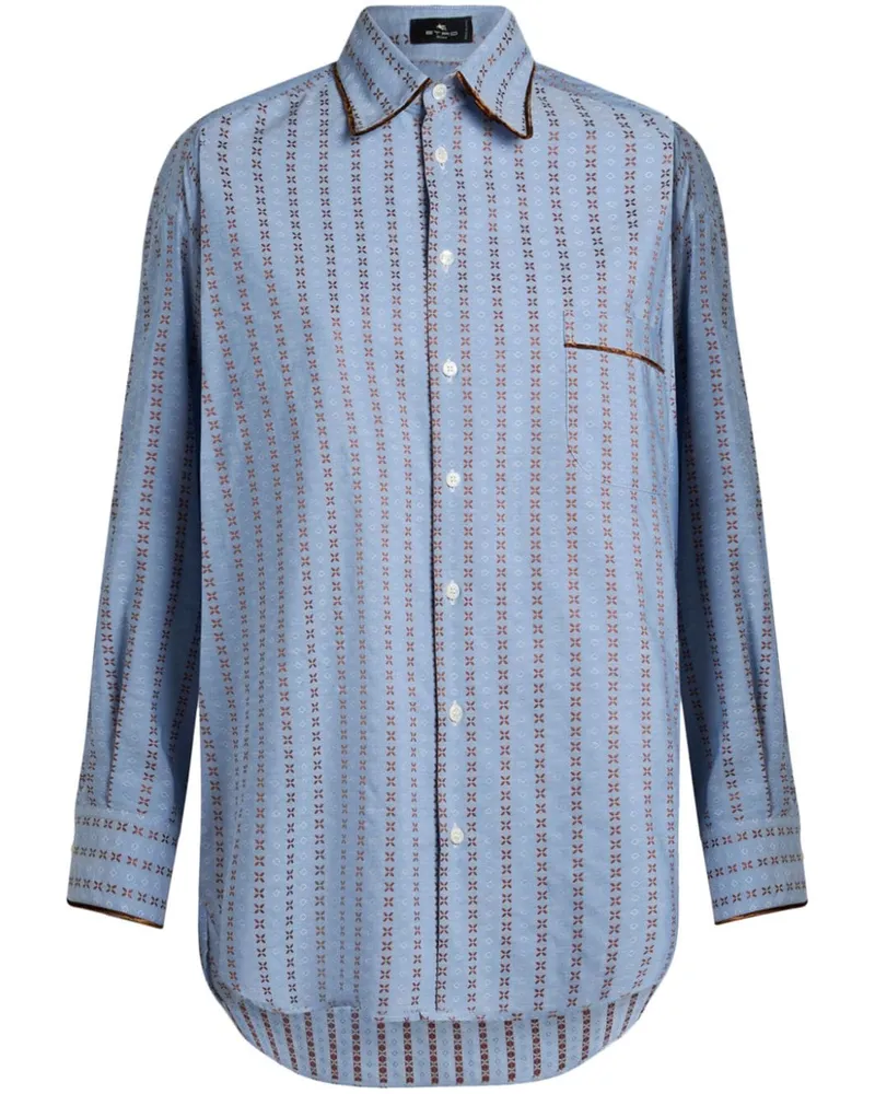 Etro Jacquard-Hemd - Blau Blau
