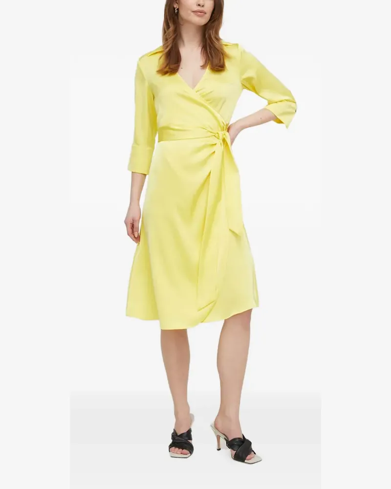 JOOP! V-neck tie midi dress - Gelb Gelb