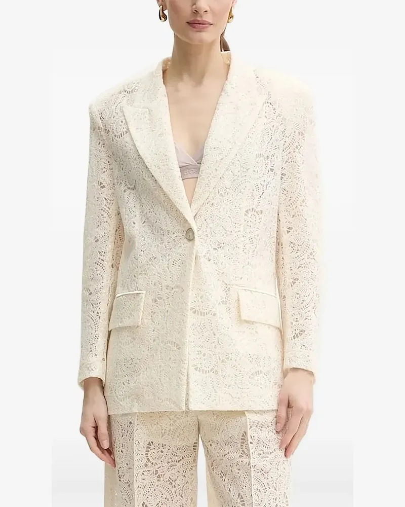 Simona Corsellini Einreihiger Blazer mit Spitzeneinsatz - Nude Nude