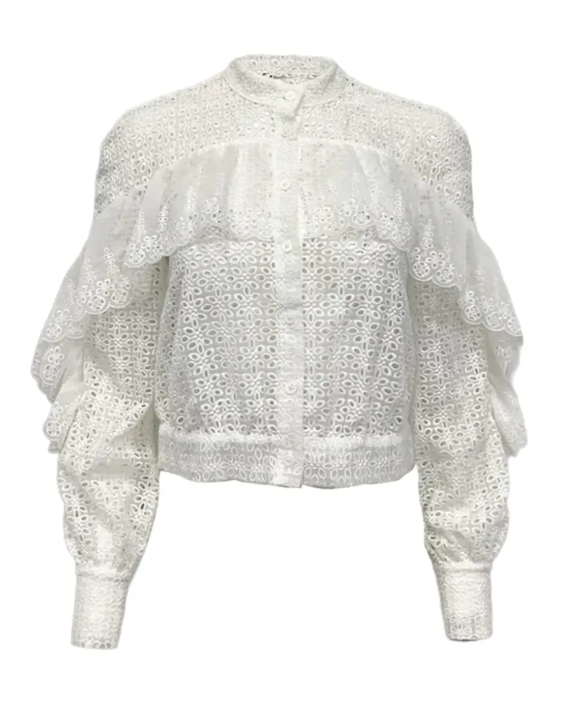 Self-Portrait Bluse mit Blumenstickerei - Weiß Weiß