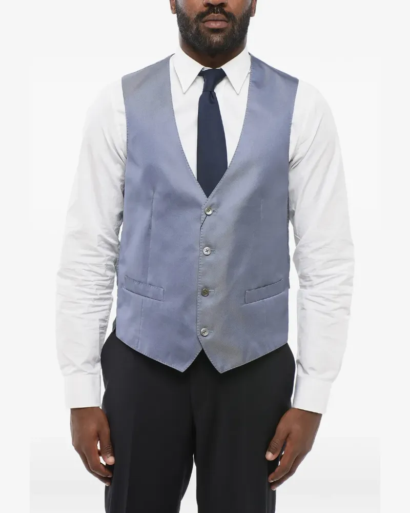 Corneliani button-down silk waistcoat - Blau Blau