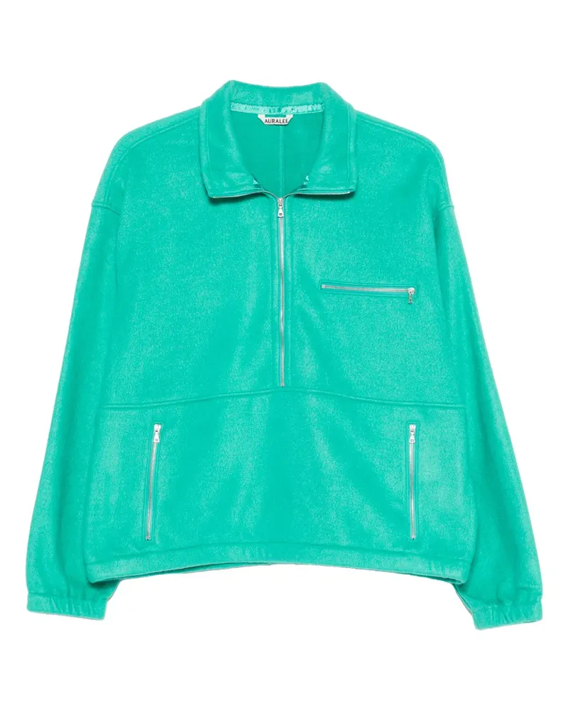 AURALEE Fleece-Sweatshirt mit halblangem Reißverschluss - Grün Grün