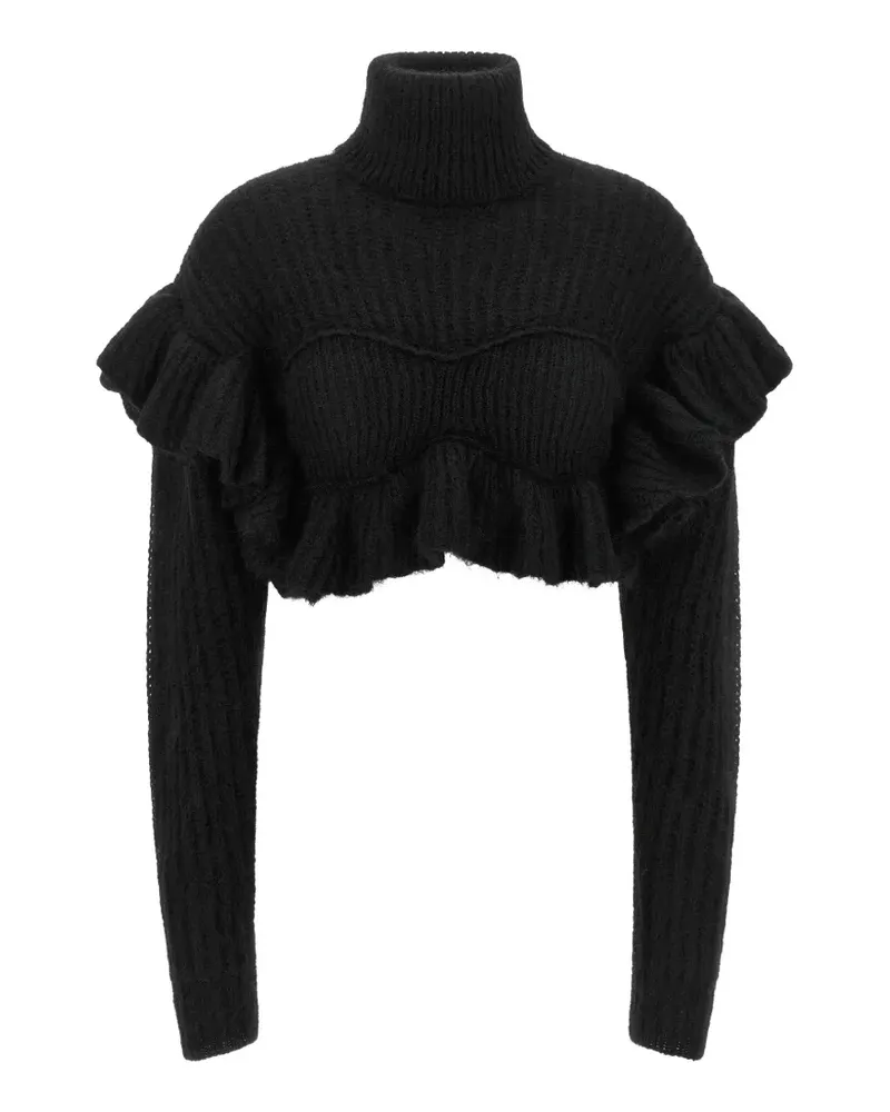 Elisabetta Franchi Strickpullover mit Rüschen - Schwarz Schwarz