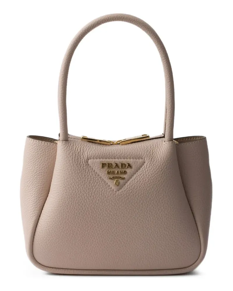 Prada logo-detail leather tote bag - Nude Nude