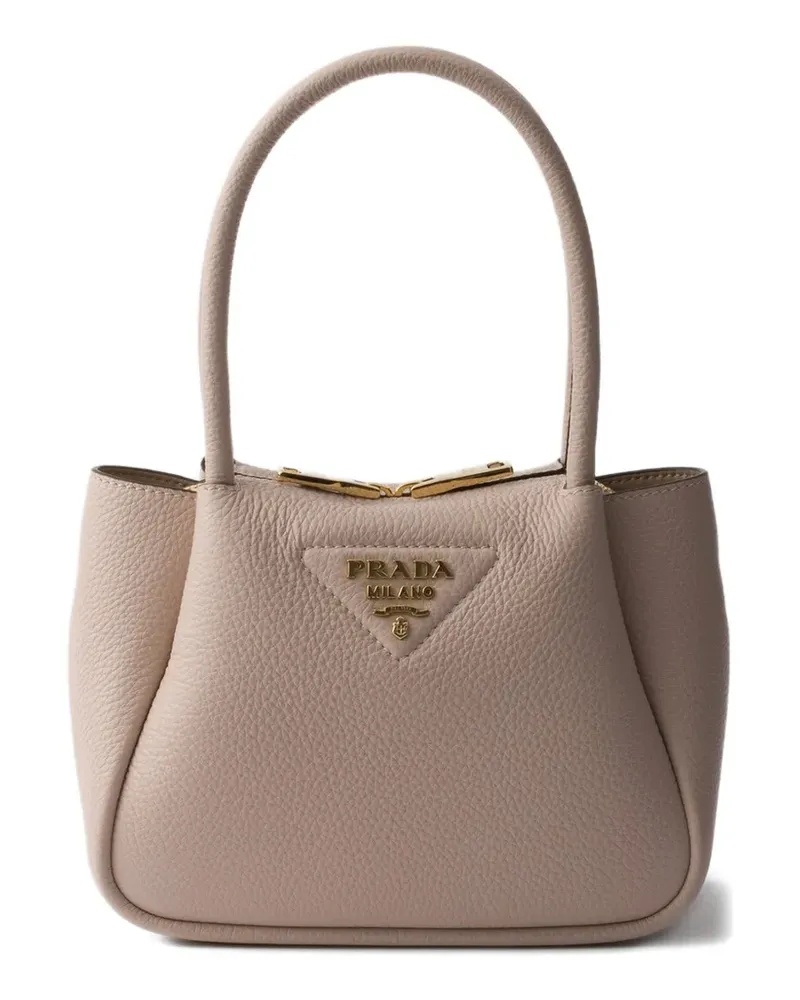 Prada logo-detail leather tote bag - Nude Nude