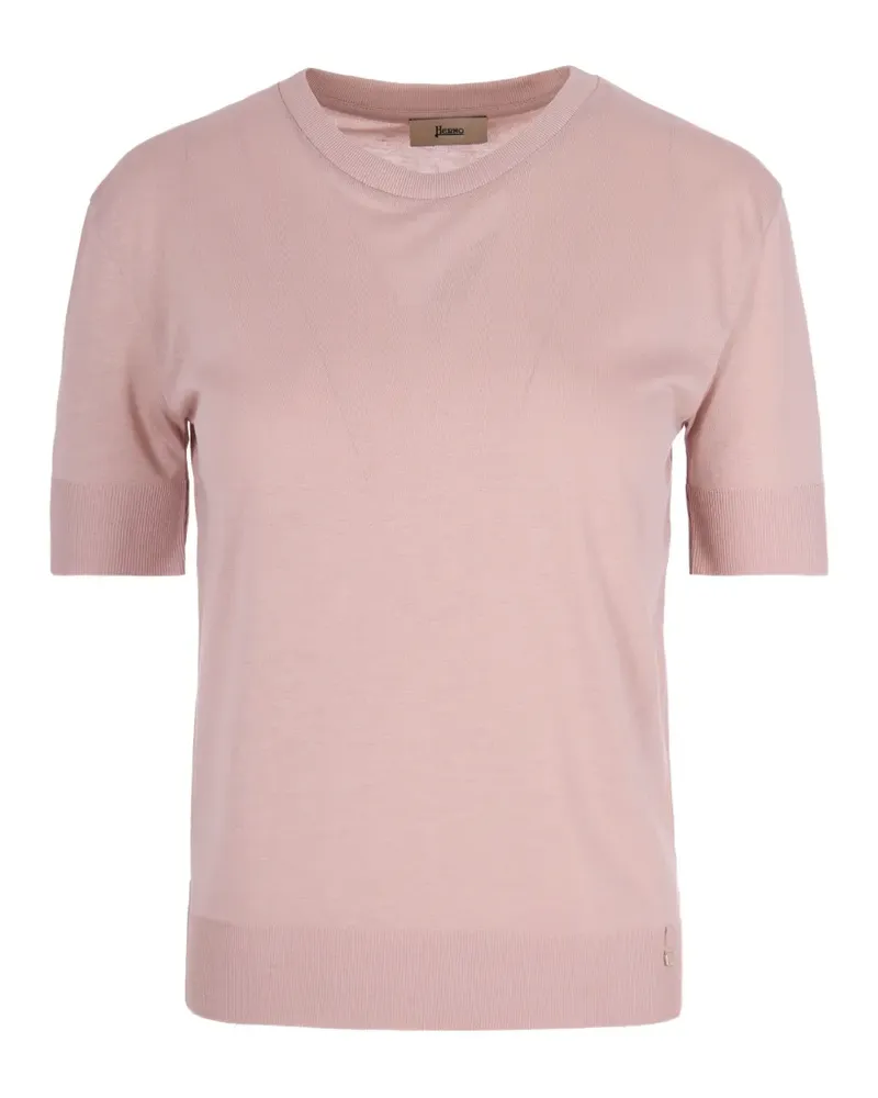 Herno T-Shirt mit geripptem Besatz - Rosa Rosa