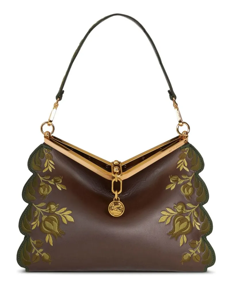 Etro Mittelgroße Vela Schultertasche mit Stickerei - Braun Braun