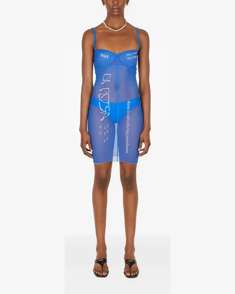 DI PETSA digital-print mesh mini dress - Blau Blau